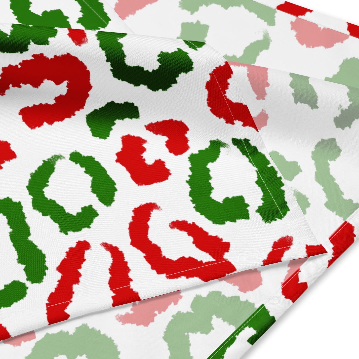 Red-Green Leopard Print (White) - Scarf / Bandana