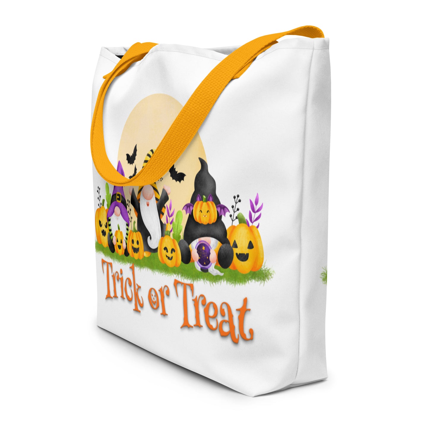 Gnome Full Moon (Trick or Treat) - Large Tote Bag
