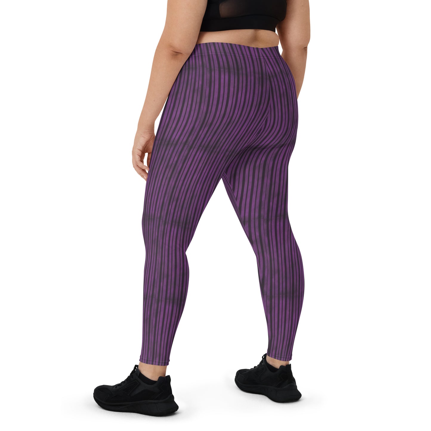 (Halloween) Purple Black Stripe - Leggings