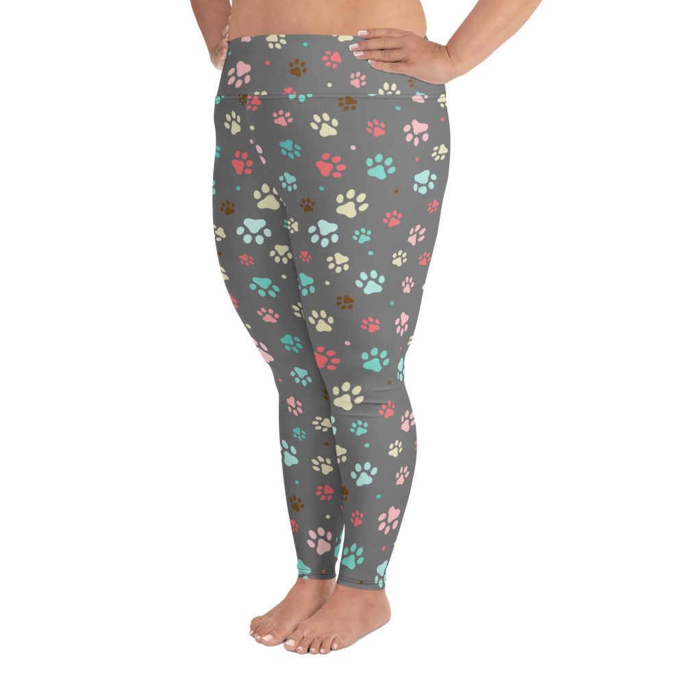 Paw Prints - Silver Plus Size Leggings