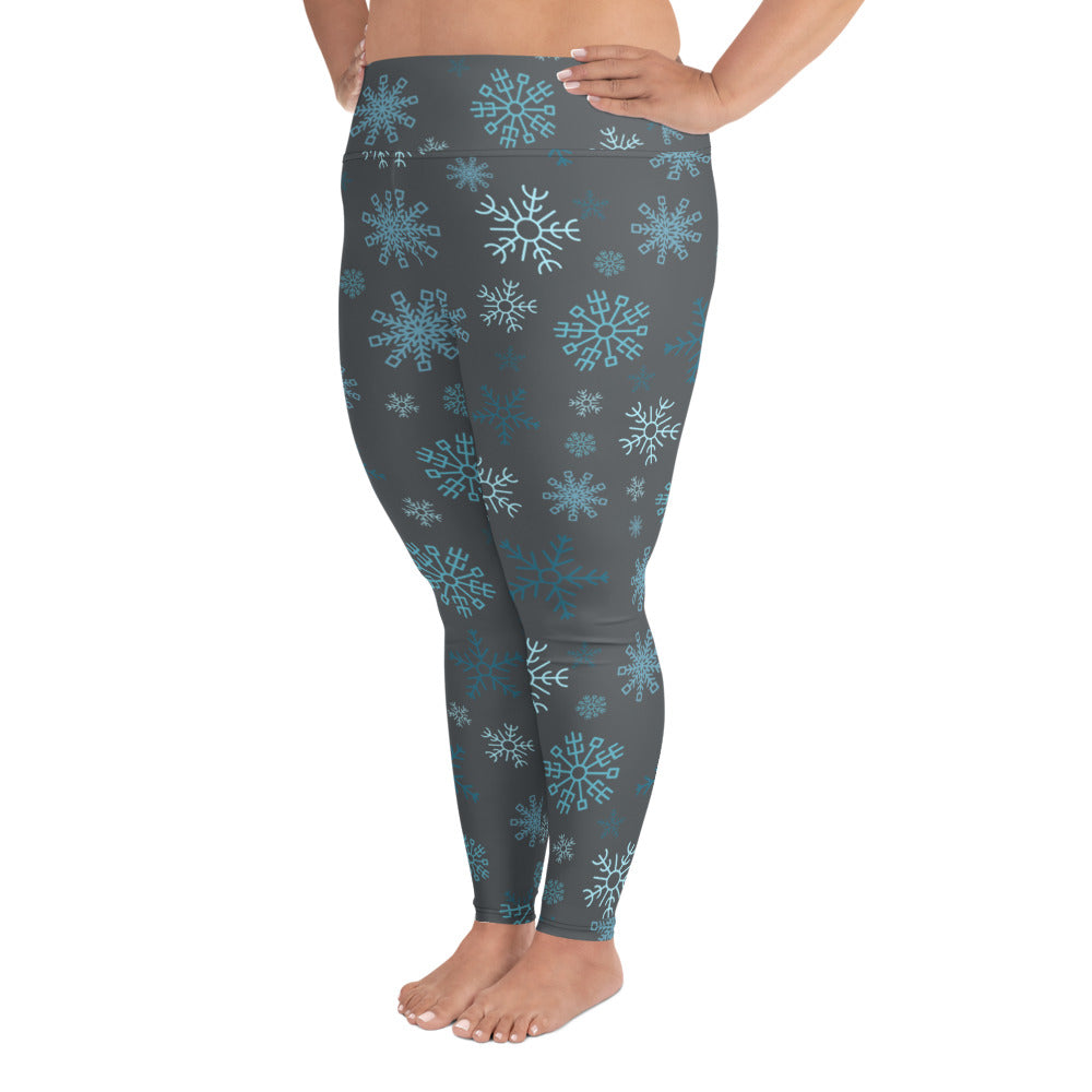 Snowflakes - Silver Plus Size Leggings