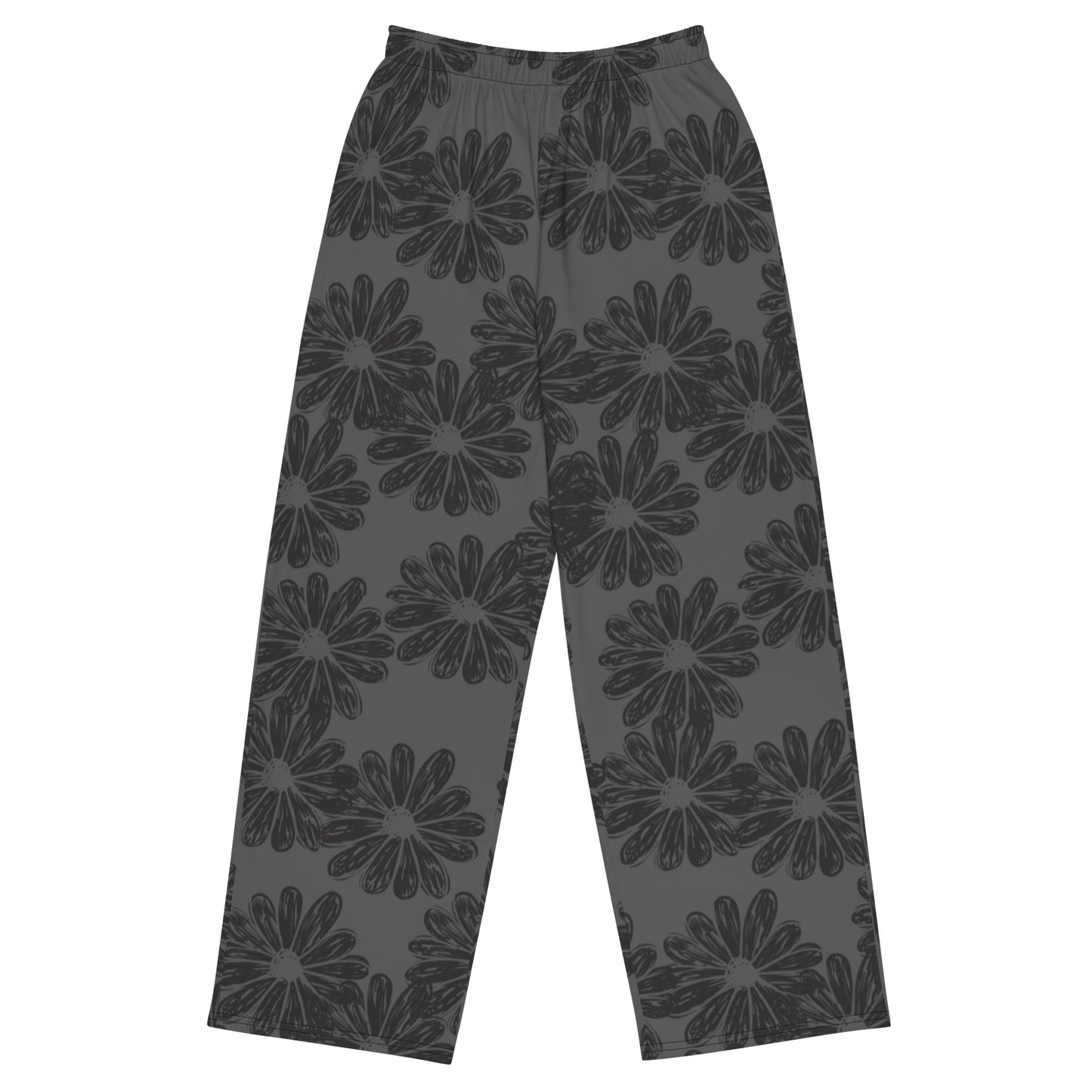 Floral (Blk/Gry) - Premium Wide-leg Pants