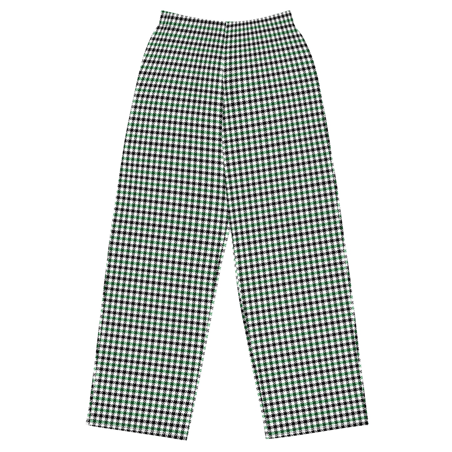 Houndstooth (Blk/Wht/Grn) - Premium Wide-leg Pants