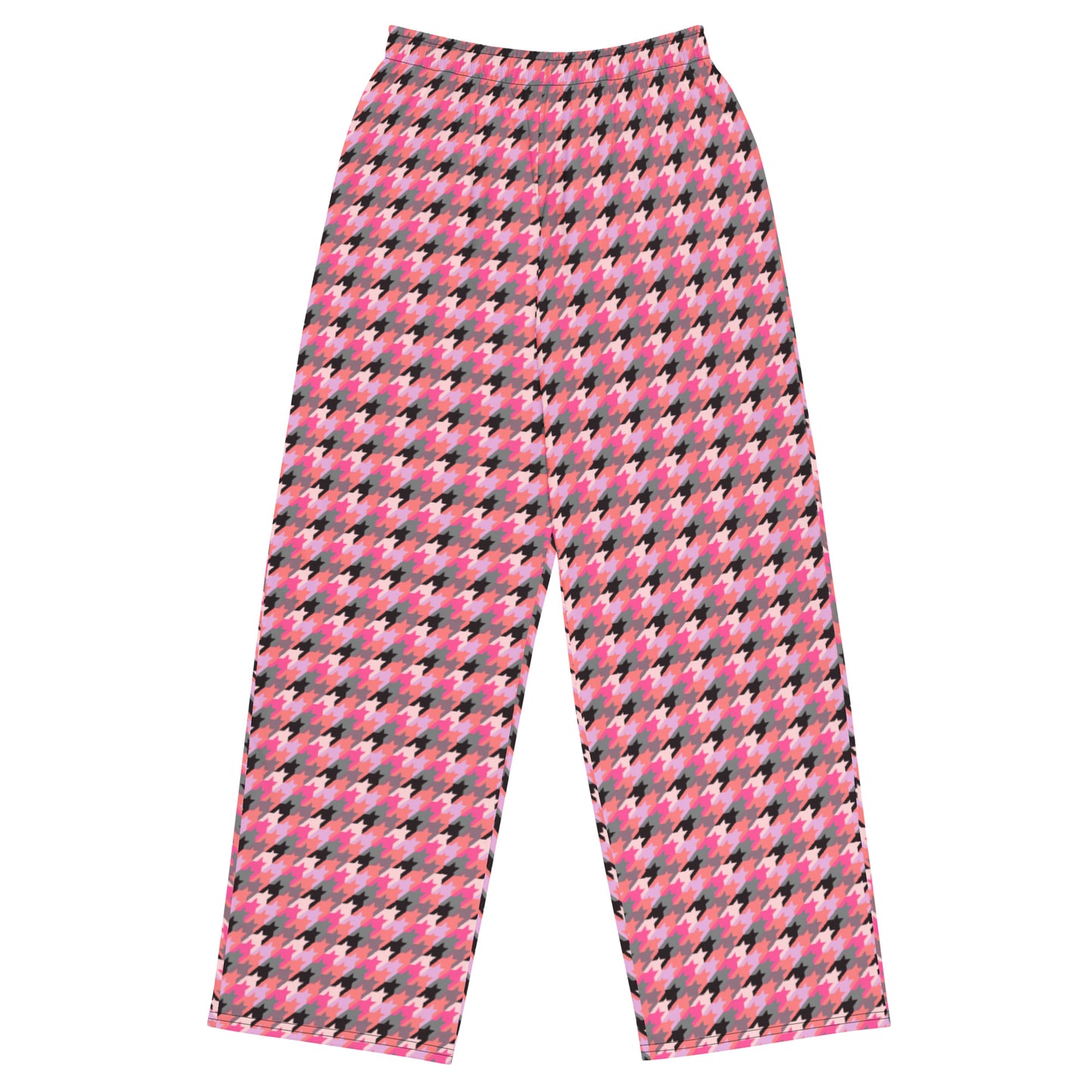 Houndstooth (Pink/Blk/Wht) - Premium Wide-leg Pants