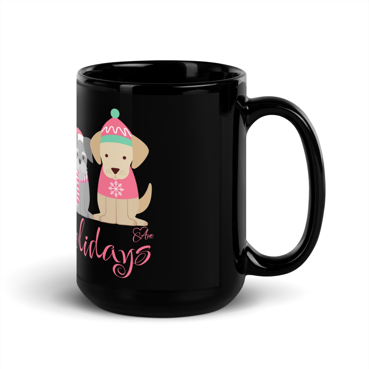 Dog Holiday - Black Glossy Mug