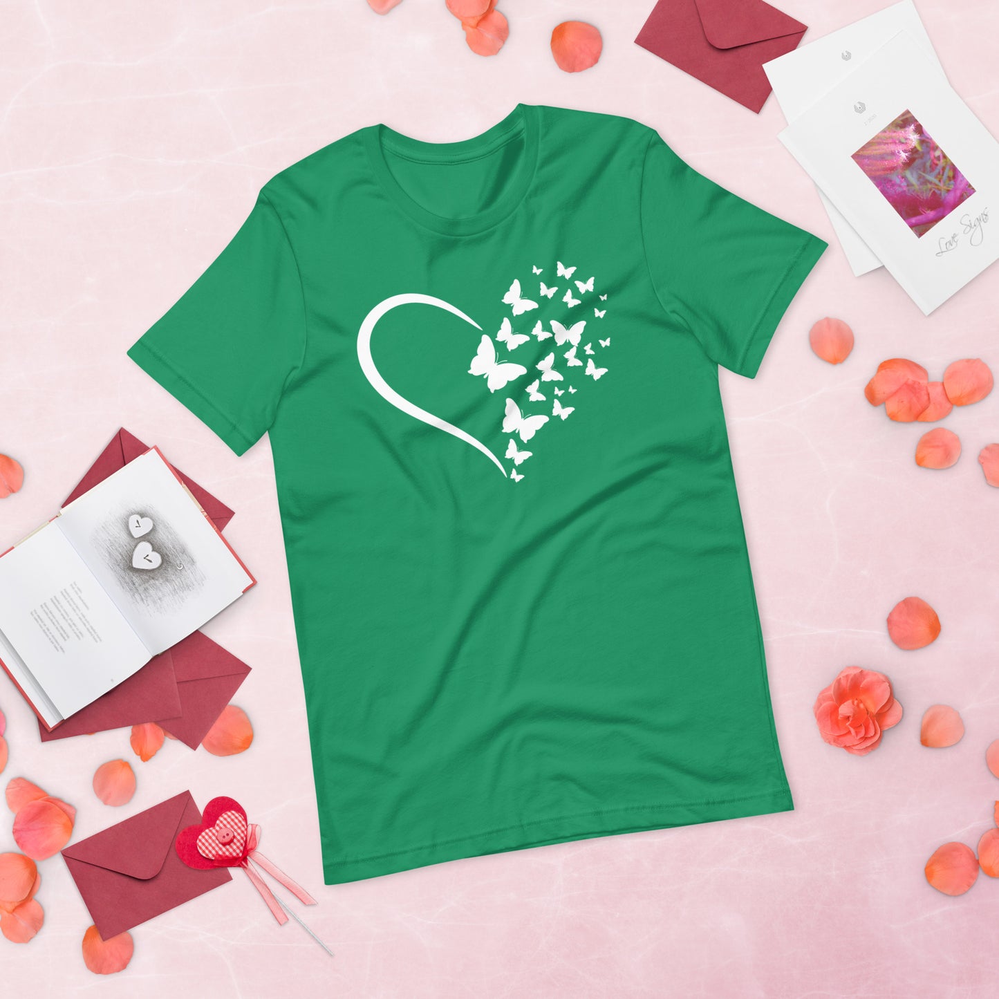 White Butterfly Heart - Lightweight T-Shirt