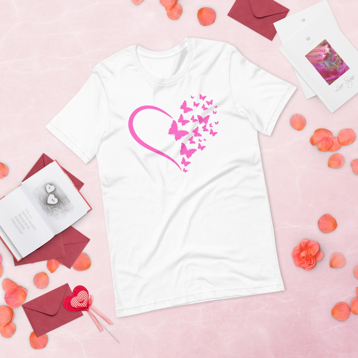 Pink Butterfly Heart - Lightweight T-Shirt
