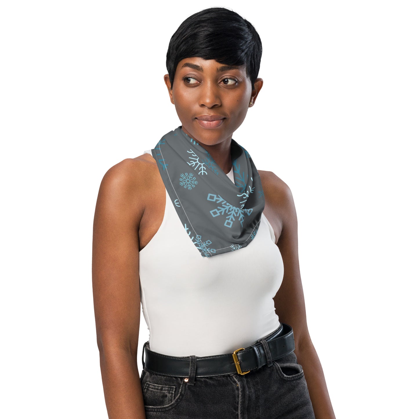 Snowflakes (Gray Silver) - Scarf / Bandana