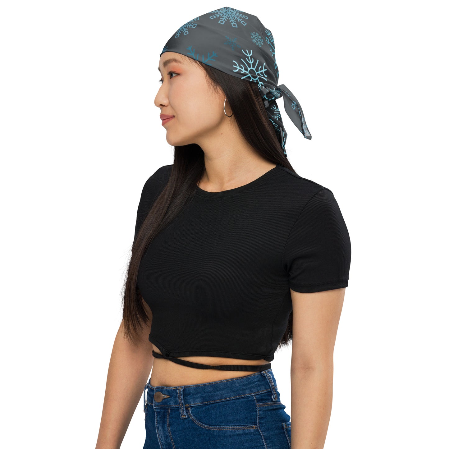 Snowflakes (Gray Silver) - Scarf / Bandana