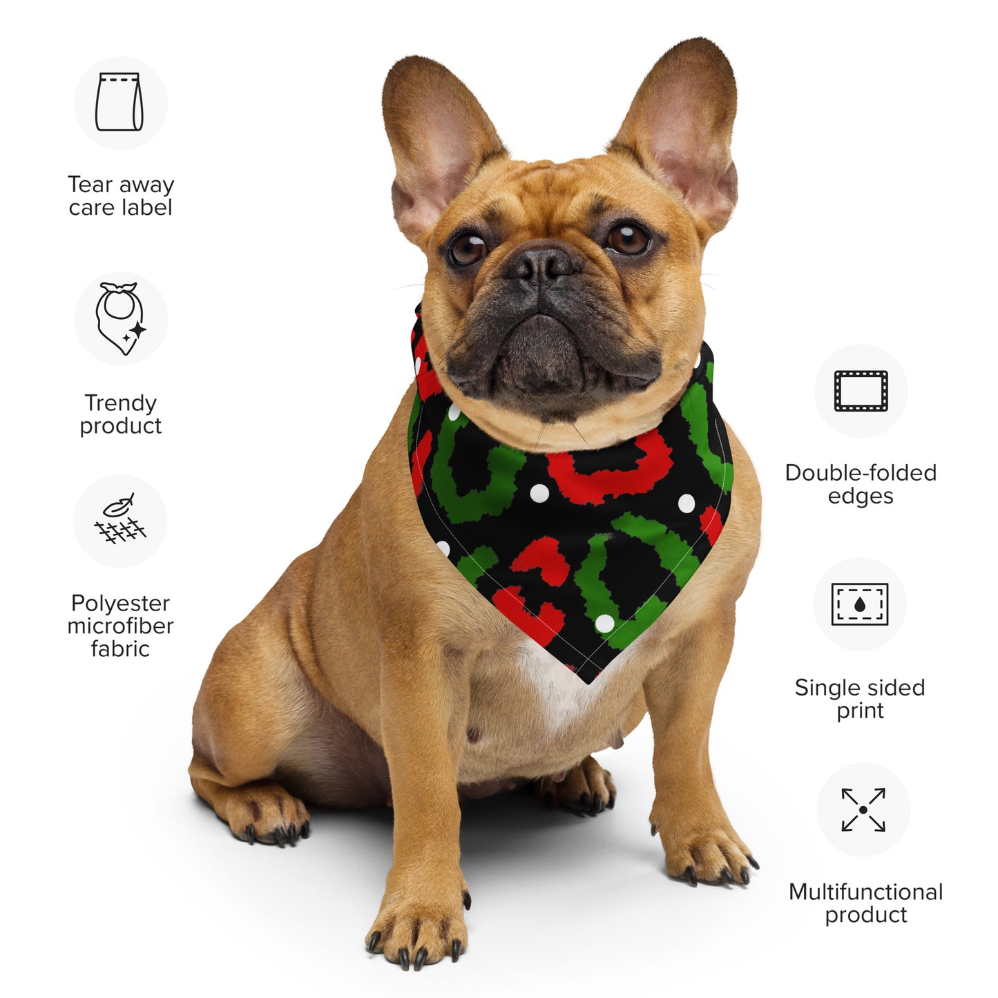 Red-Green Leopard Print (Black) - Scarf / Bandana