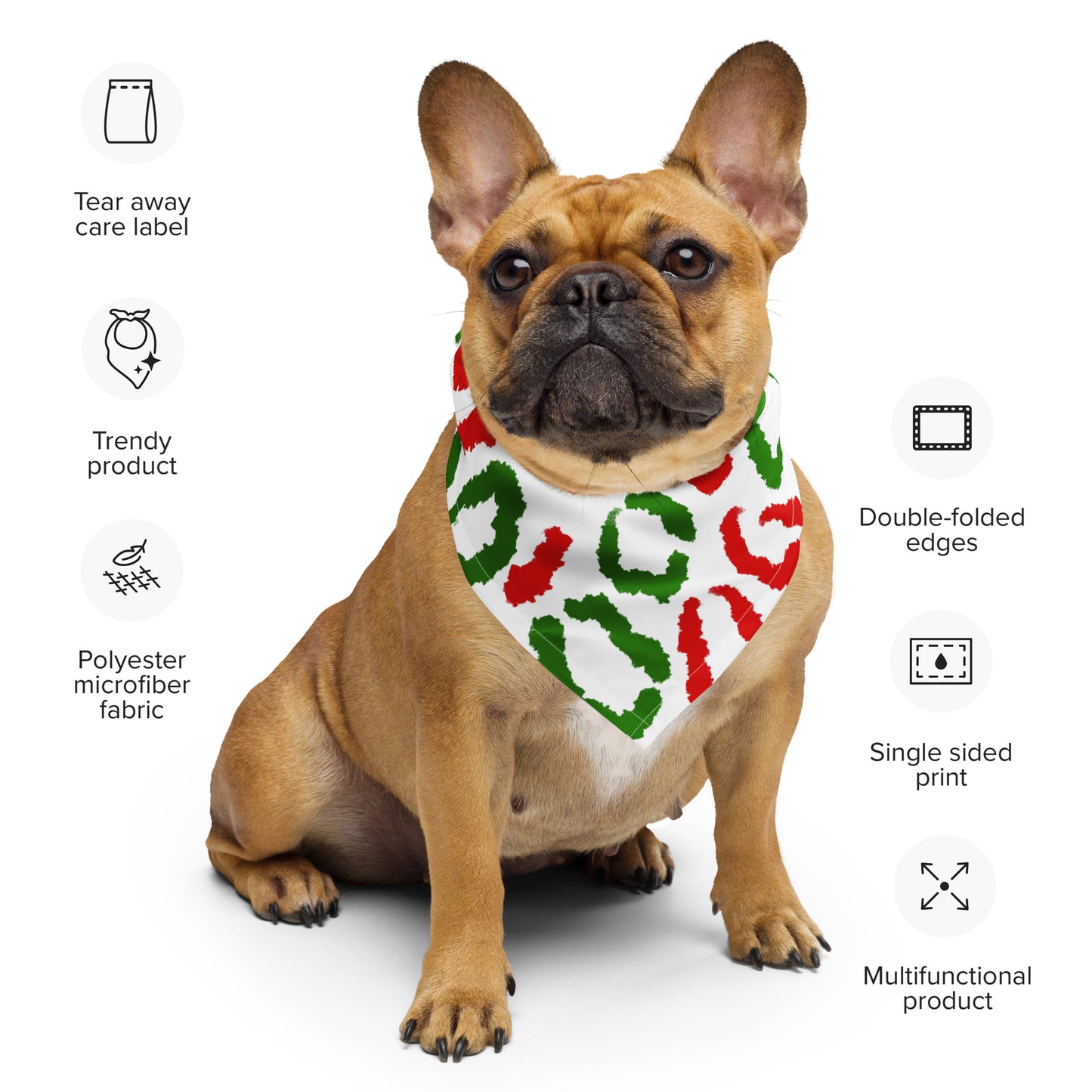 Red-Green Leopard Print (White) - Scarf / Bandana