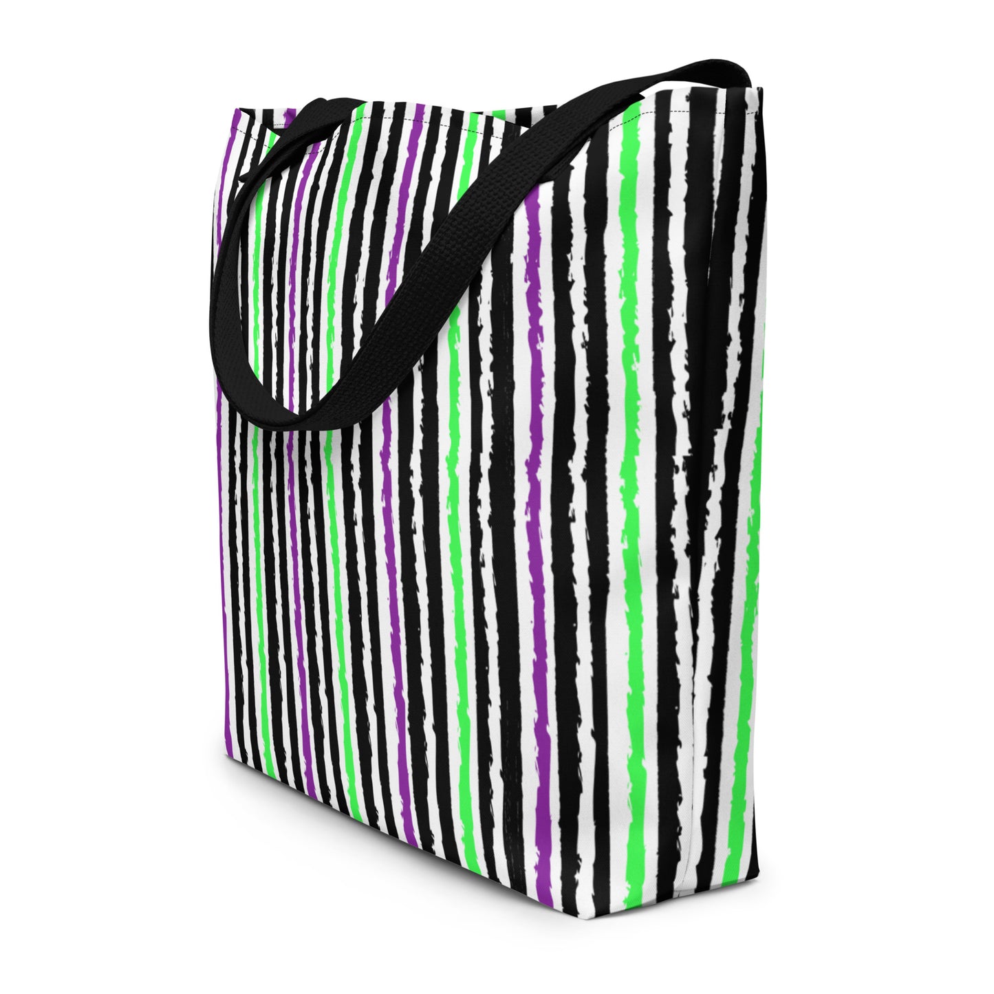 (Halloween) Stripe - Large Tote Bag