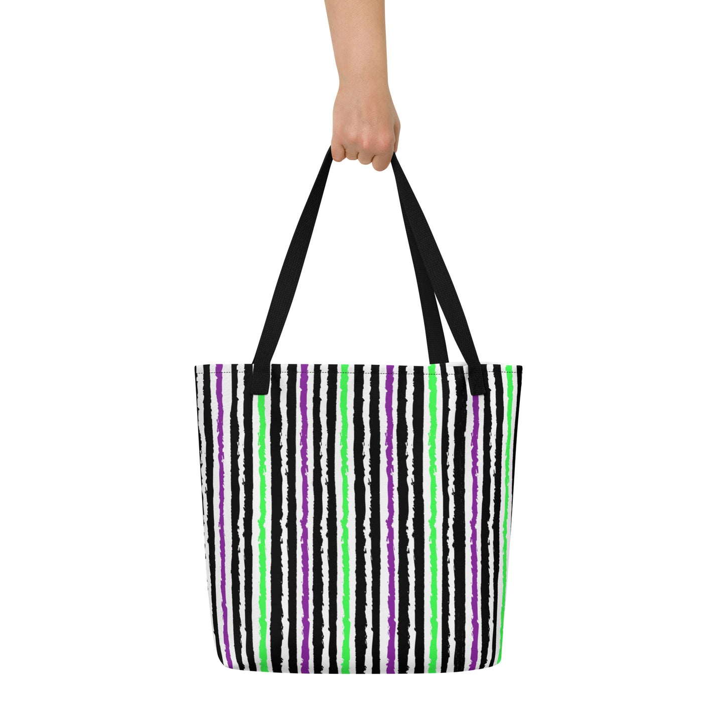 (Halloween) Stripe - Large Tote Bag