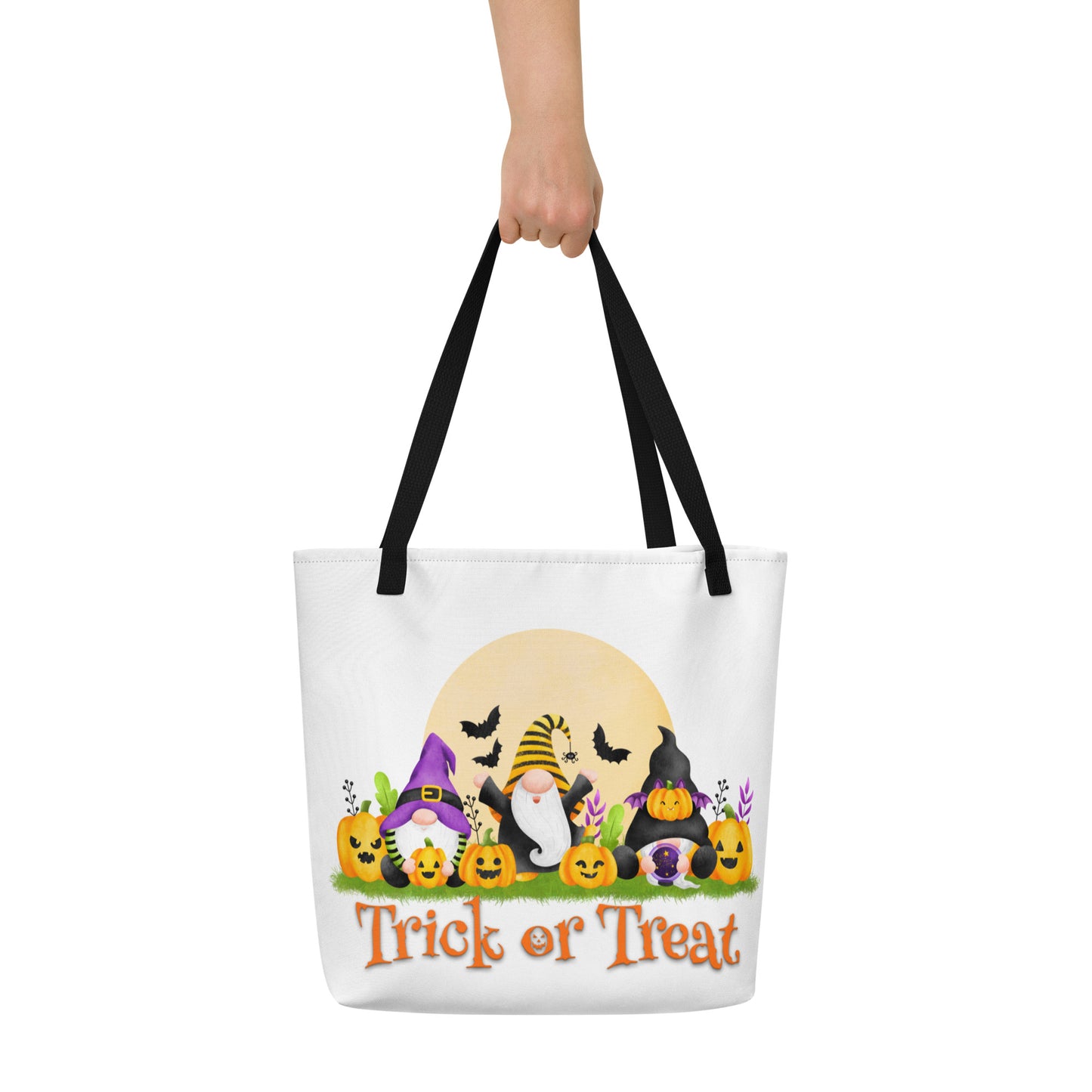 Gnome Full Moon (Trick or Treat) - Large Tote Bag