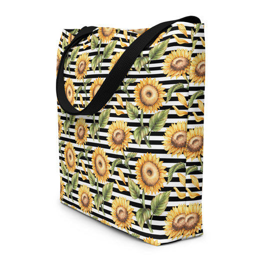 Sunflower Stripe - Large Tote Bag
