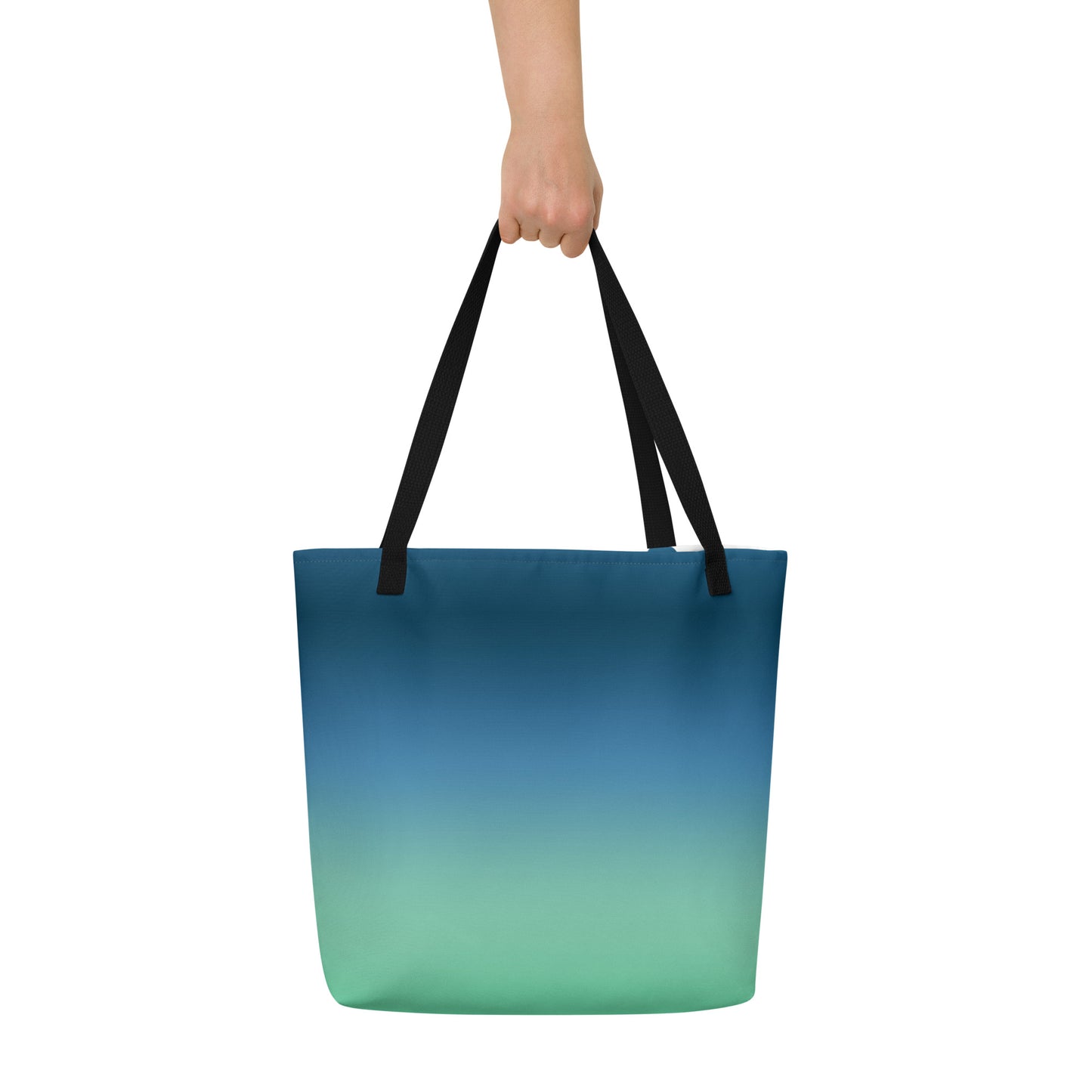 Blue Green Ombre - Large Tote Bag