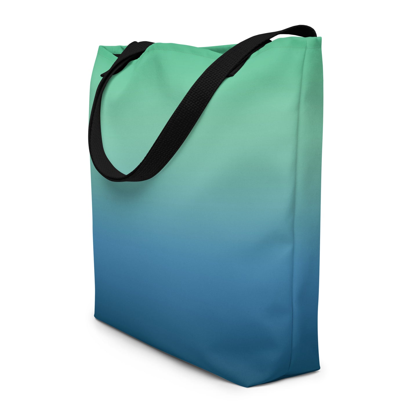 Green Blue Ombre - Large Tote Bag