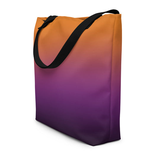 (Halloween) Orange Purple Ombre - Large Tote Bag