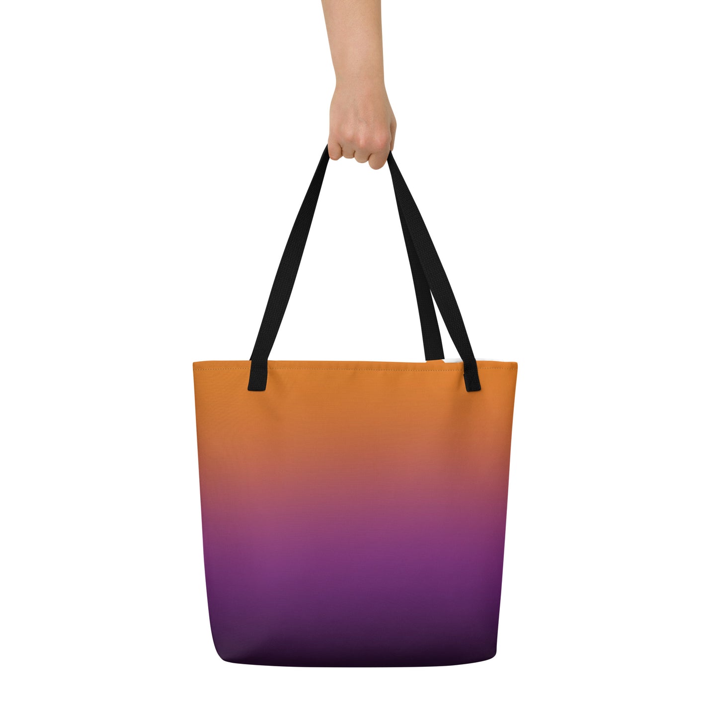 (Halloween) Orange Purple Ombre - Large Tote Bag