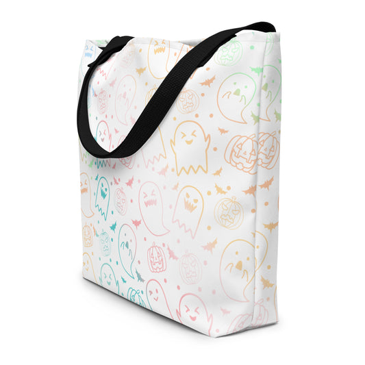 (Halloween) Pastel Halloween - Large Tote Bag w/ Pocket