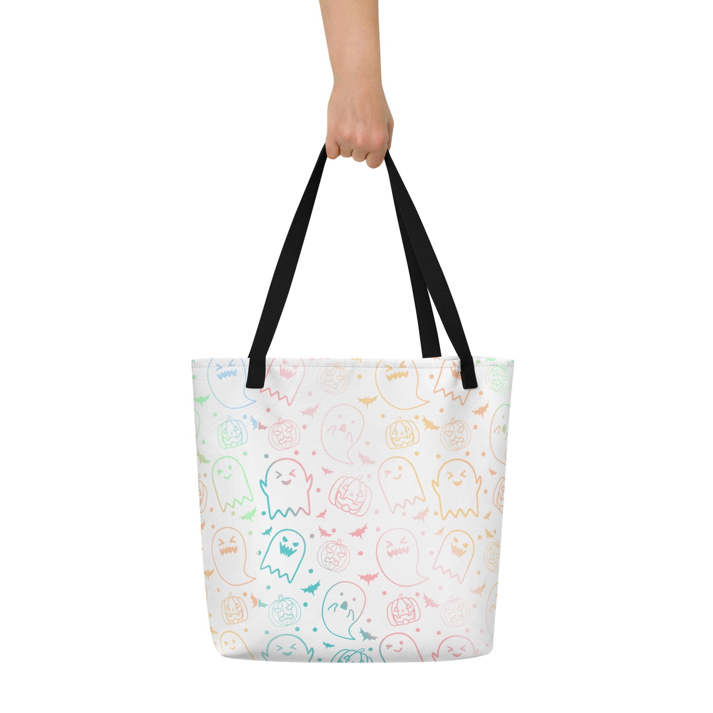 (Halloween) Pastel Halloween - Large Tote Bag w/ Pocket
