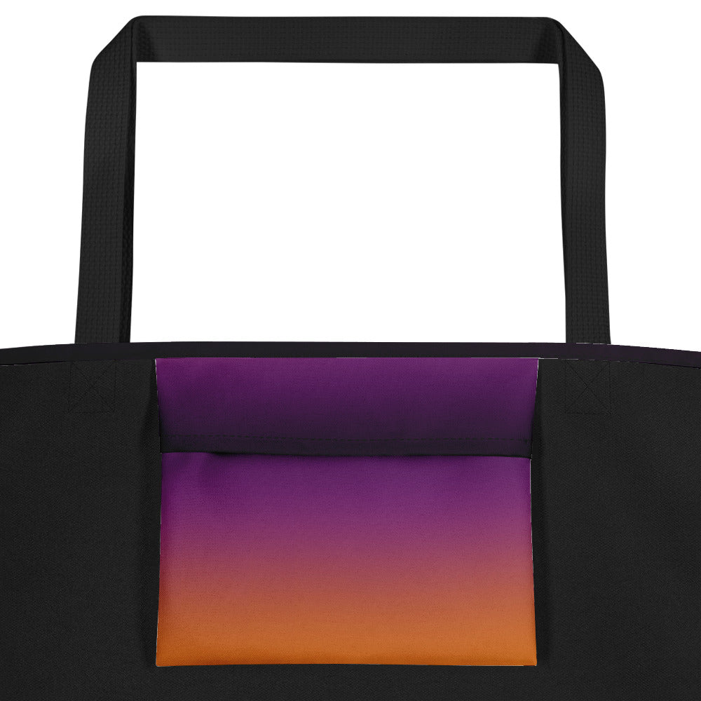 (Halloween) Purple Orange Ombre - Large Tote Bag