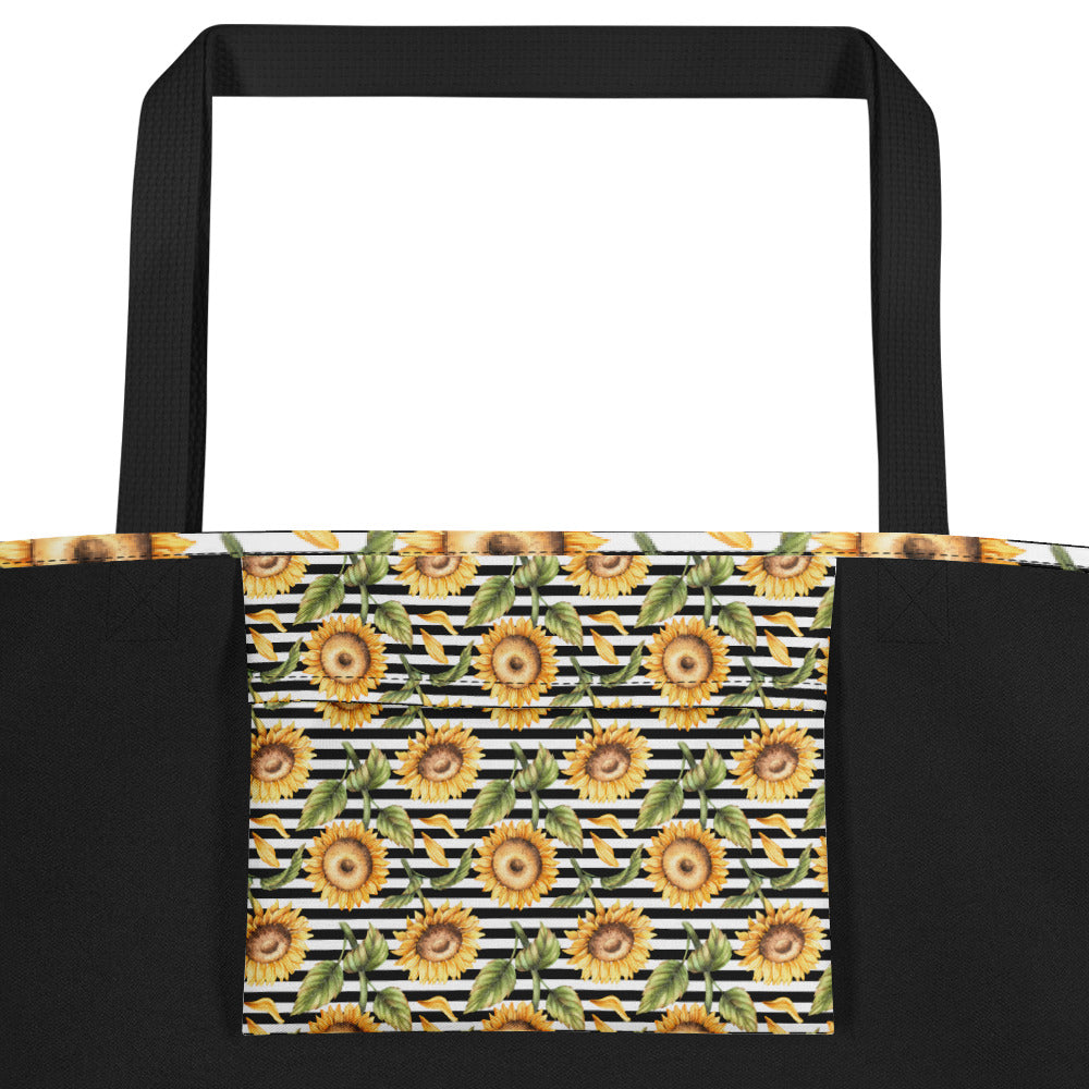 Sunflower Stripe - Large Tote Bag