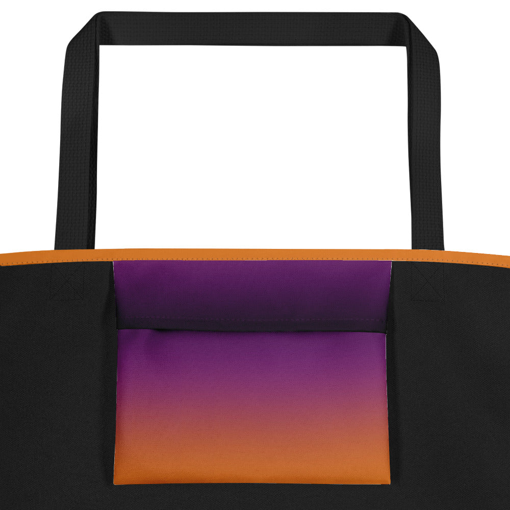 (Halloween) Orange Purple Ombre - Large Tote Bag