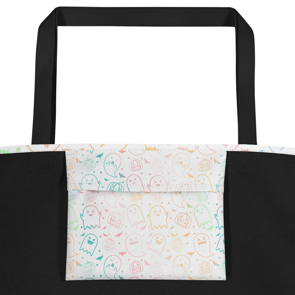 (Halloween) Pastel Halloween - Large Tote Bag w/ Pocket