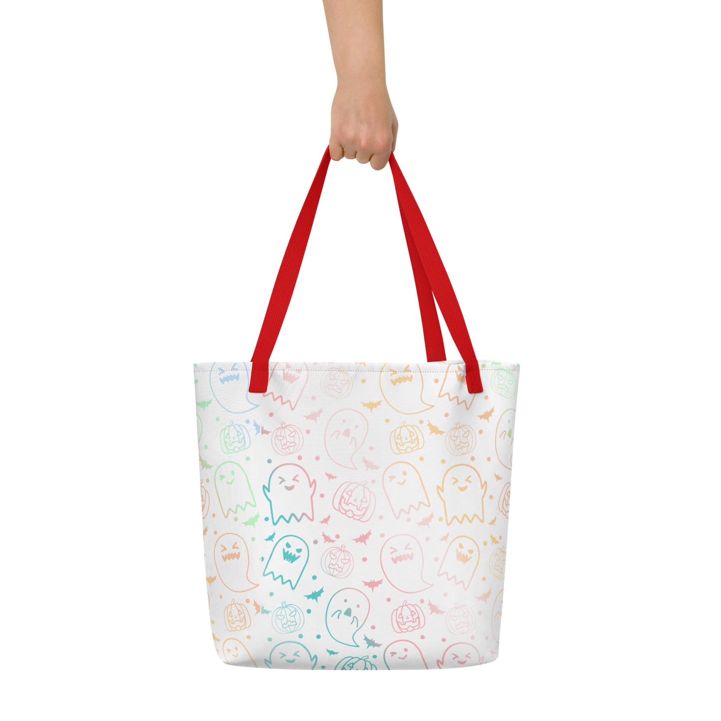(Halloween) Pastel Halloween - Large Tote Bag w/ Pocket