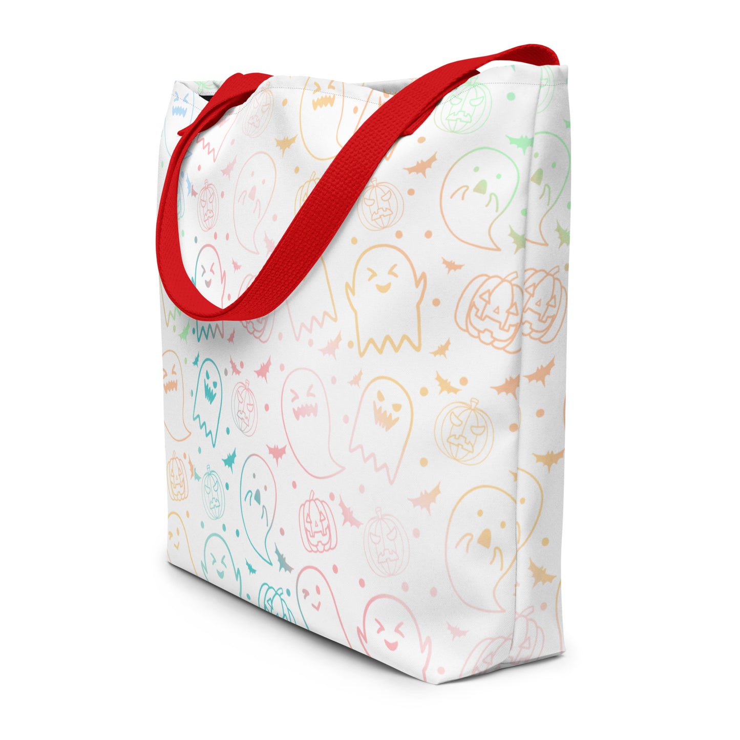 (Halloween) Pastel Halloween - Large Tote Bag w/ Pocket