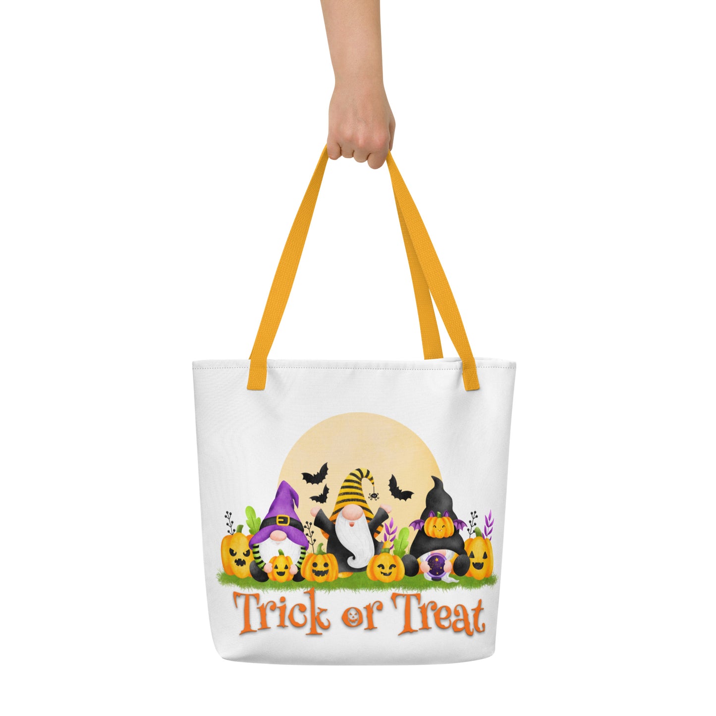Gnome Full Moon (Trick or Treat) - Large Tote Bag