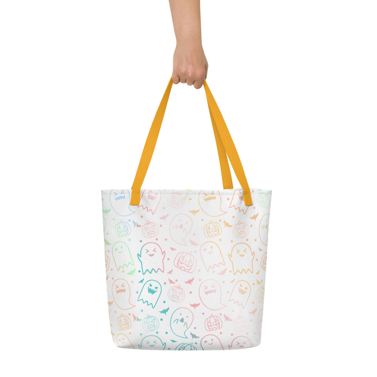 (Halloween) Pastel Halloween - Large Tote Bag w/ Pocket
