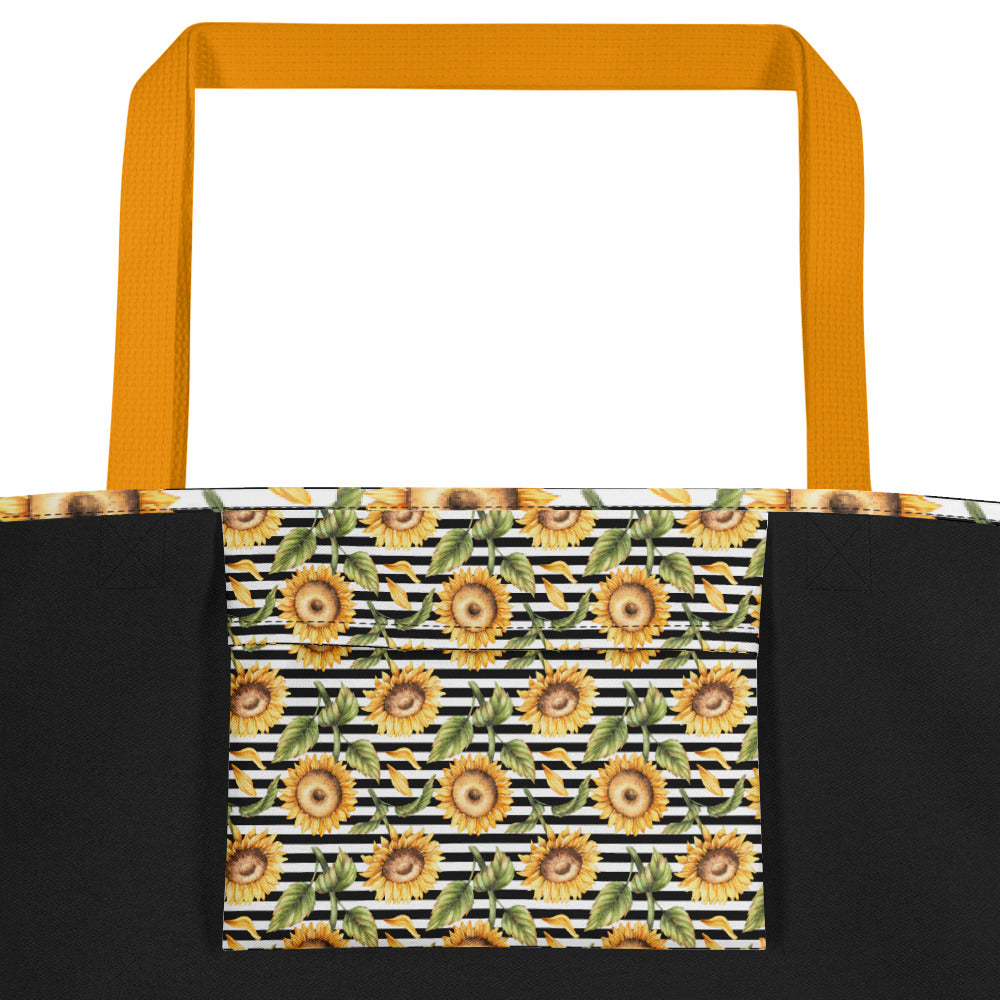 Sunflower Stripe - Large Tote Bag