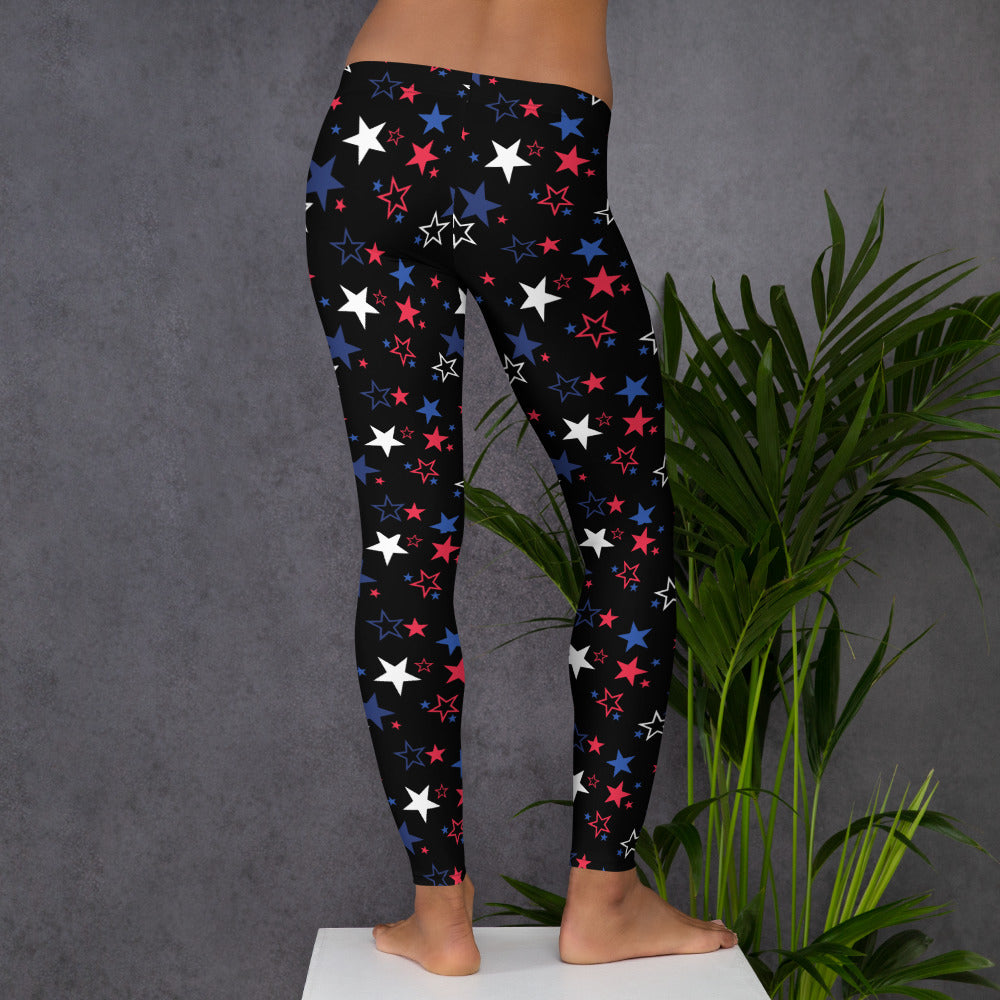 Patriotic Stars (Black) - Leggings