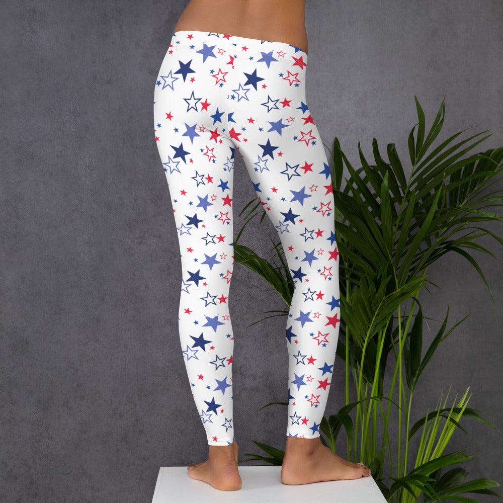 Patriotic Stars (White) - Leggings
