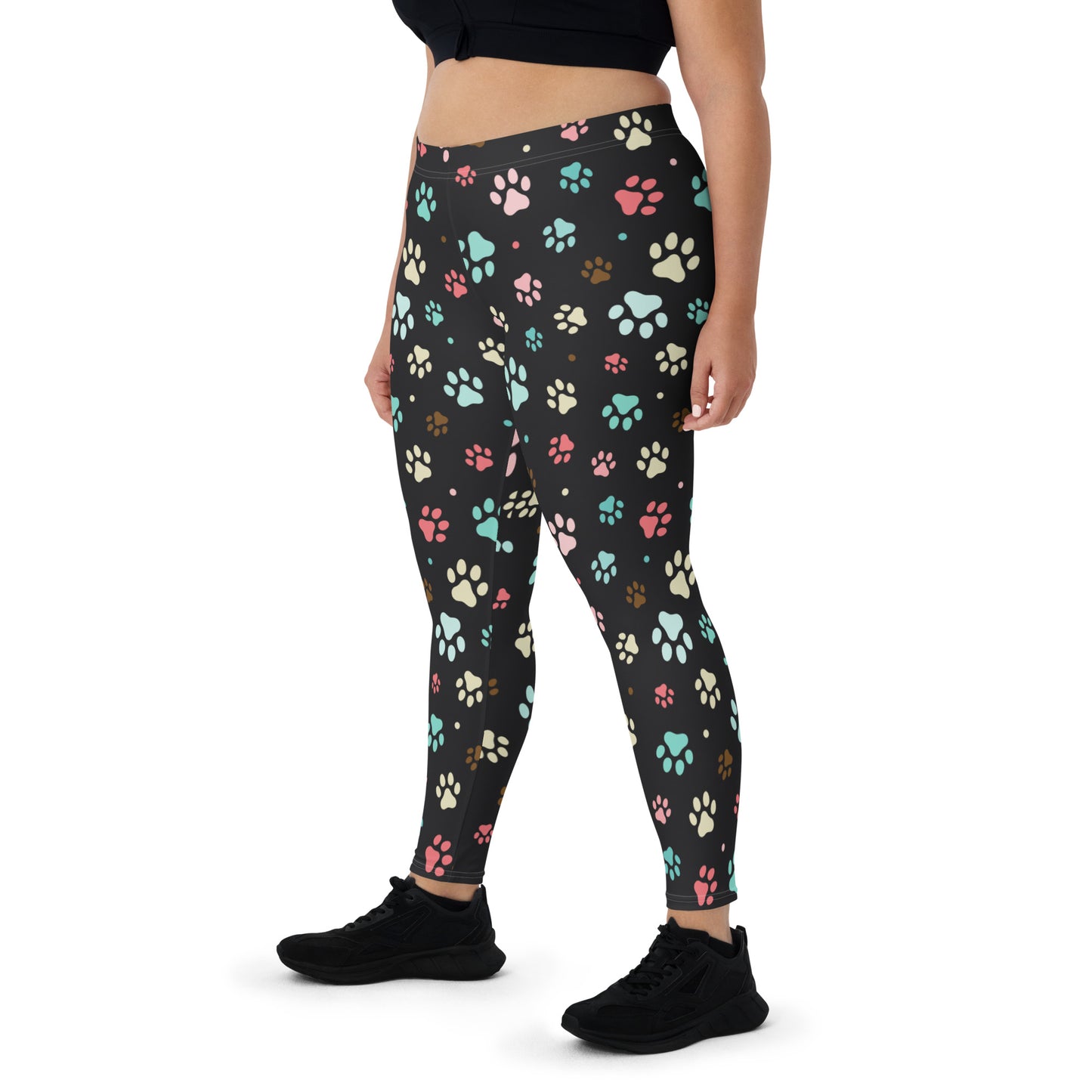 Paw Prints - Black Leggings