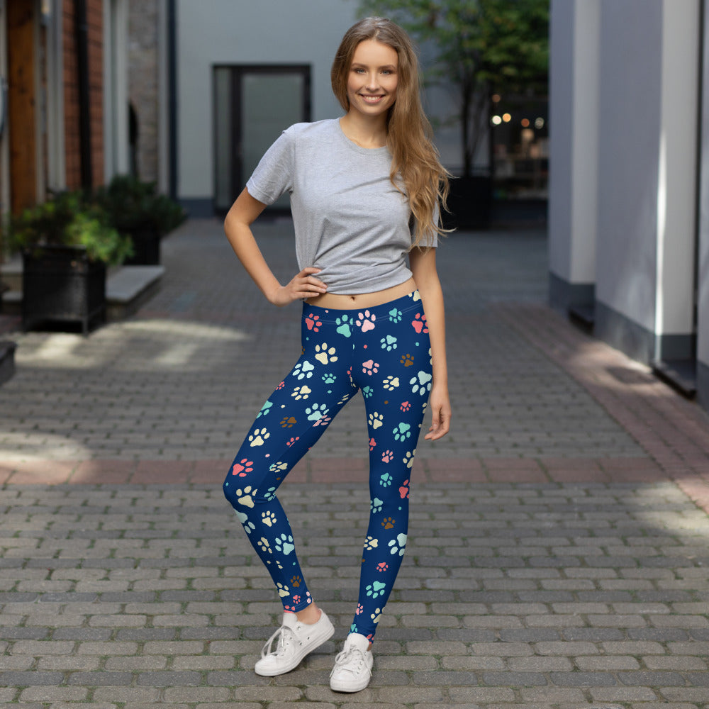 Paw Prints - Blue Leggings