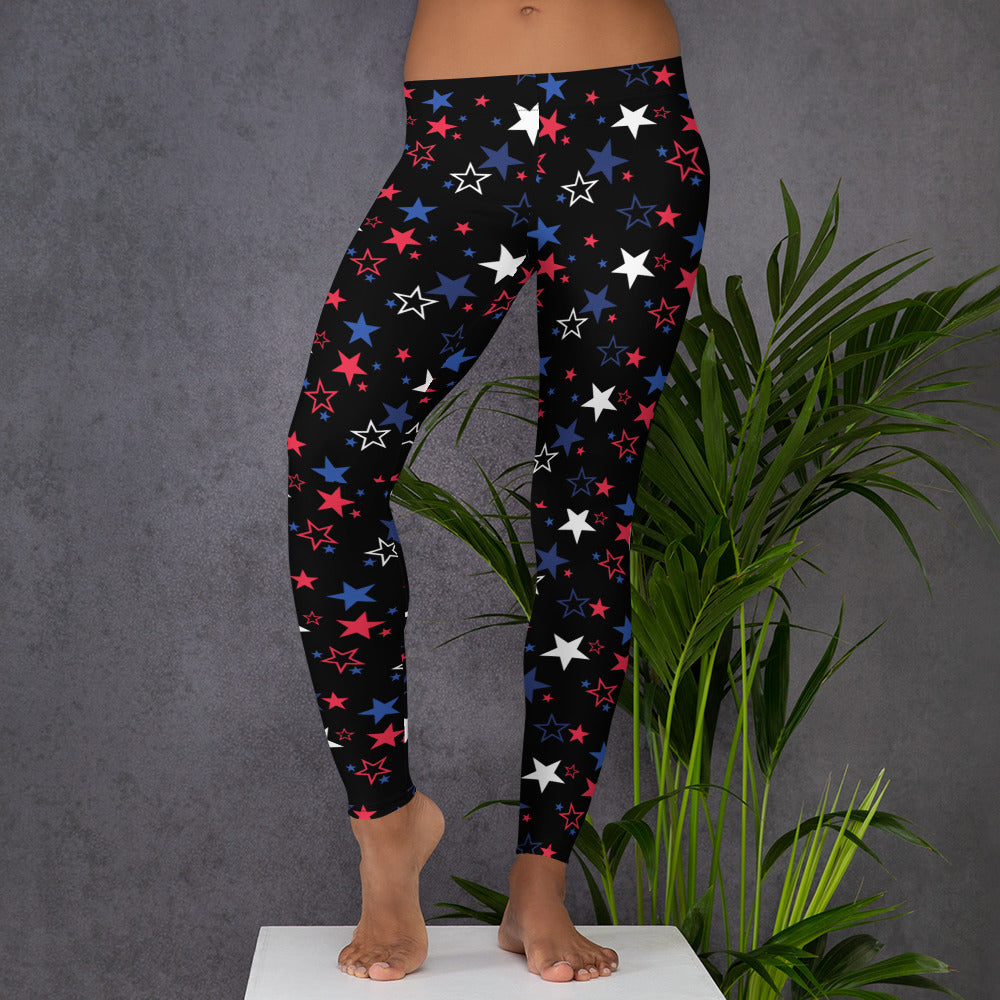 Patriotic Stars (Black) - Leggings