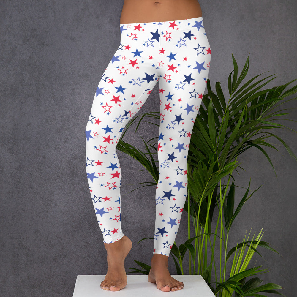 Patriotic Stars (White) - Leggings