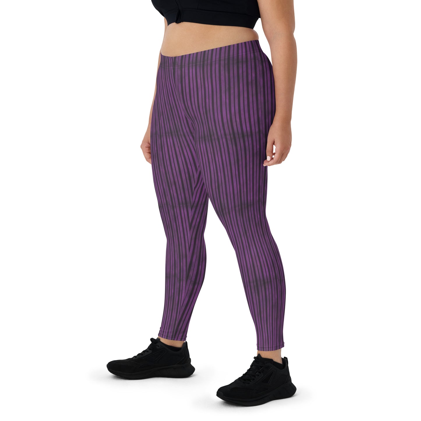 (Halloween) Purple Black Stripe - Leggings