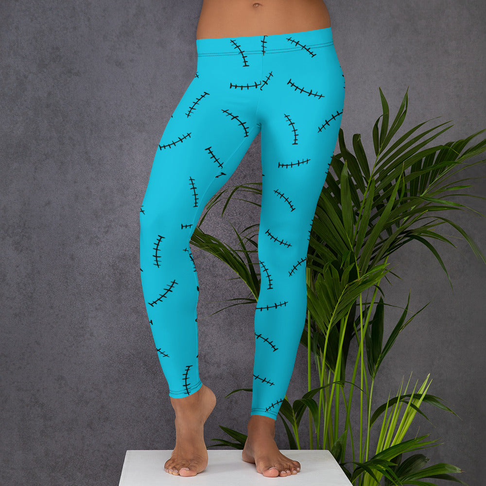 (Halloween) Franky's Stitches (Teal) - Leggings