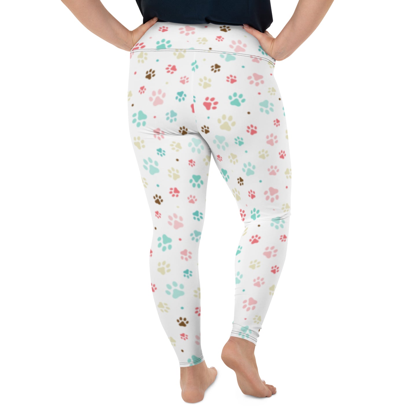 Paw Prints - White Plus Size Leggings