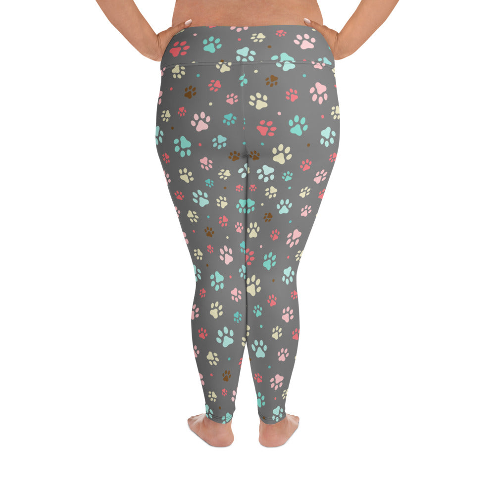 Paw Prints - Silver Plus Size Leggings