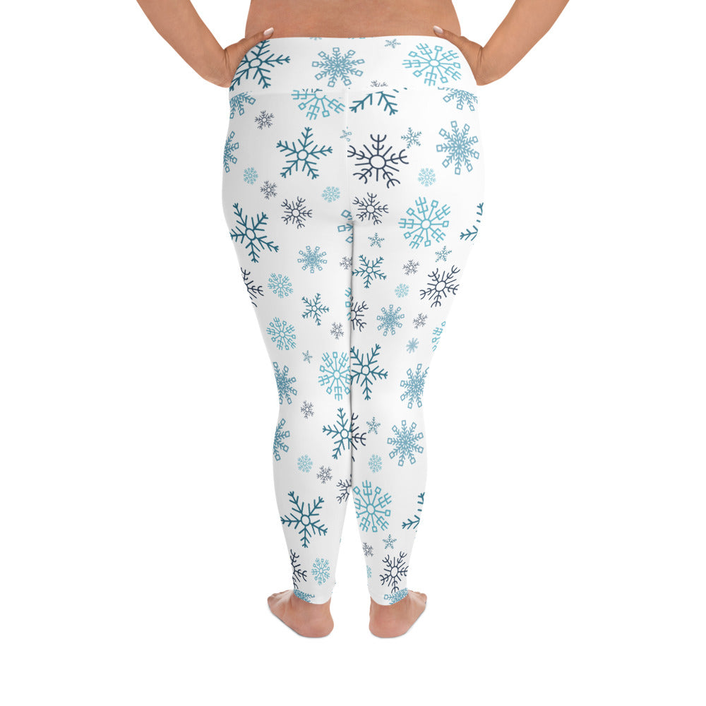 Snowflakes - White Plus Size Leggings