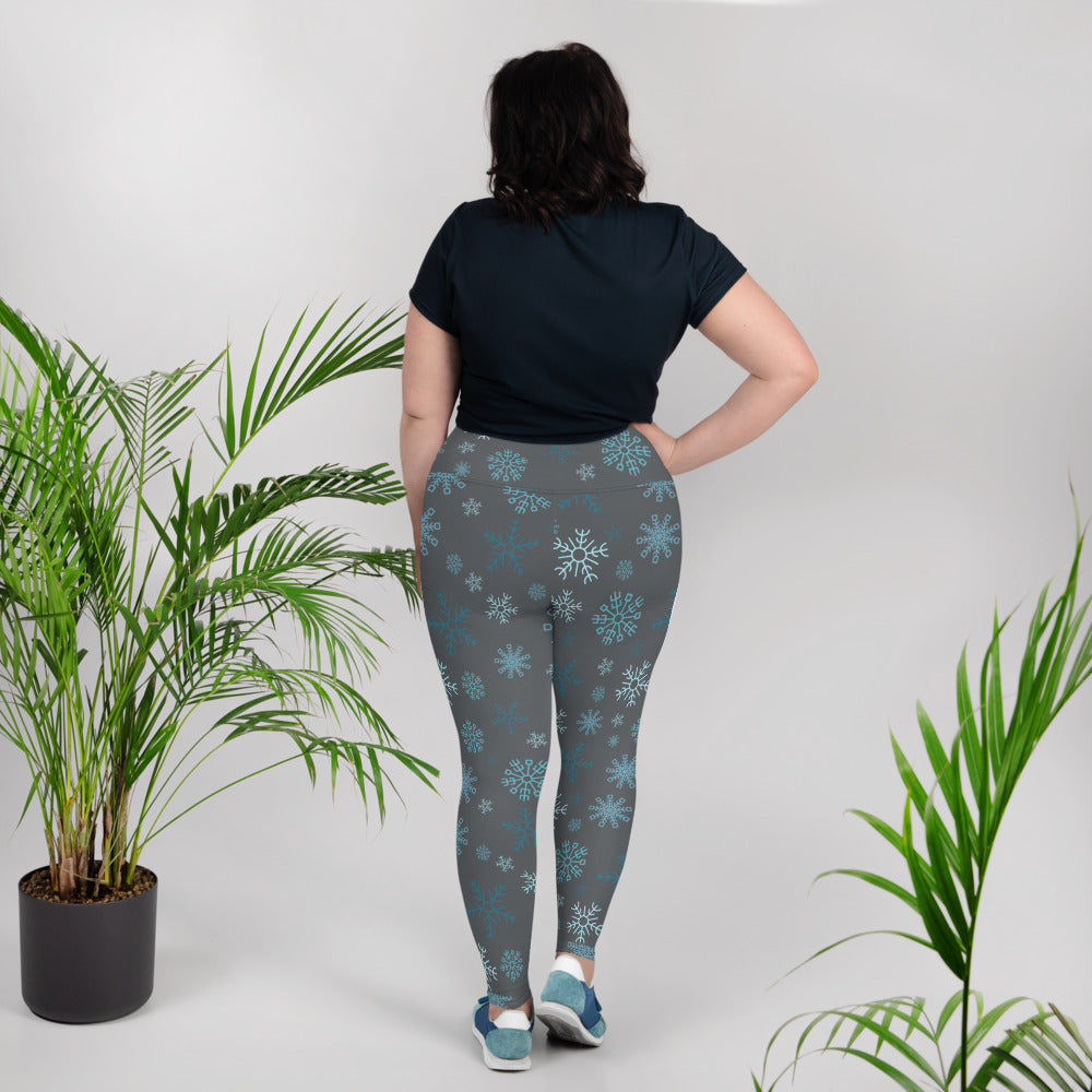 Snowflakes - Silver Plus Size Leggings