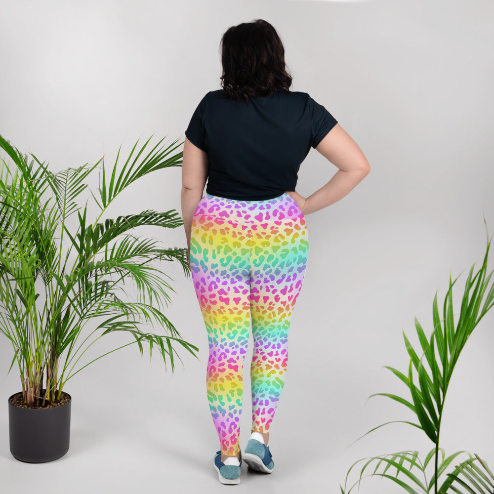Rainbow Leopard - Plus Size Leggings