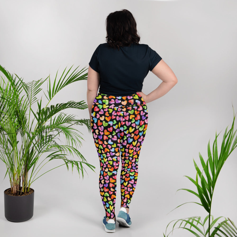 Rainbow Hearts - Plus Size Leggings