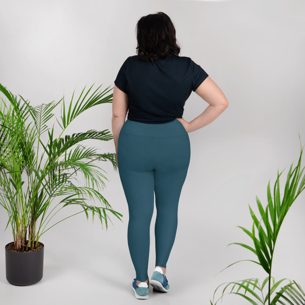Solid Blue (Neutral) - Plus Size Leggings