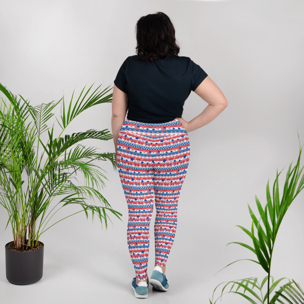 Patriotic Stripes - Plus Size Leggings